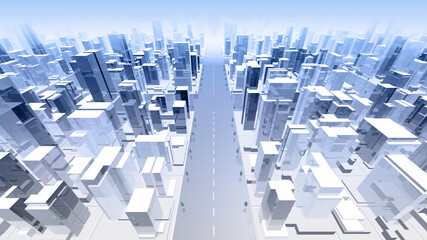 Obraz premium City Building Simple Modern Skyscraper business street 3D illustration background