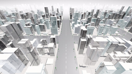 Obraz premium City Building Simple Modern Skyscraper business street 3D illustration background