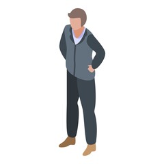 Black clothes personal guard icon. Isometric of black clothes personal guard vector icon for web design isolated on white background