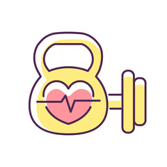 Fitness center RGB color icon. Sport shop. Workout accessory. Gym equipment. Dumbbell for weight lifting exercises. Isolated vector illustration