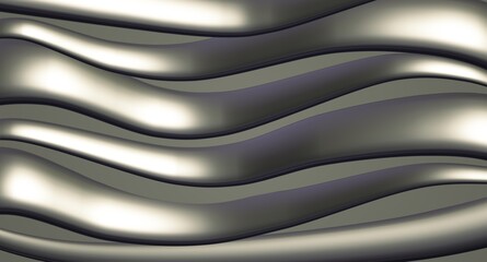 3d image. Volumetric wavy stripes. White-gray shades.