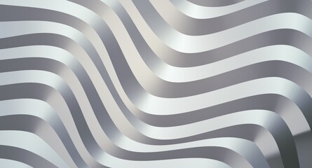 3d image. Volumetric wavy stripes. White-gray shades.