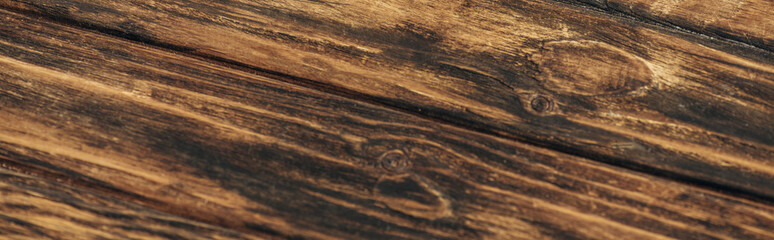 Fototapeta premium panoramic concept of wooden and textured surface with copy space