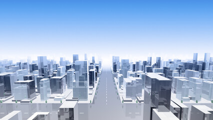 City Building Simple Modern Skyscraper business street 3D illustration background