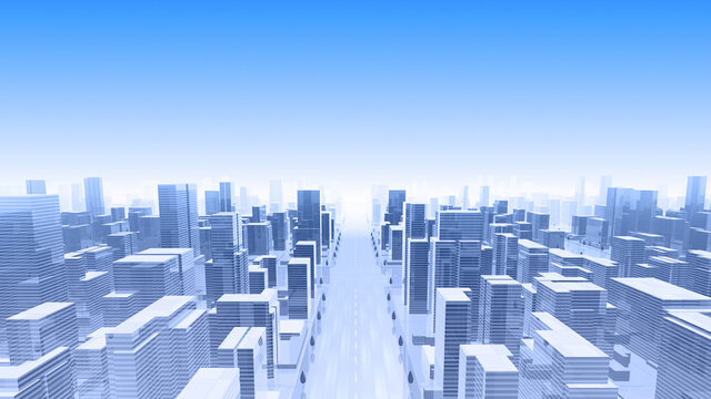 City Building Simple Modern Skyscraper business street 3D illustration background