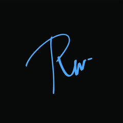 Rw initial letter handwriting and signature logo