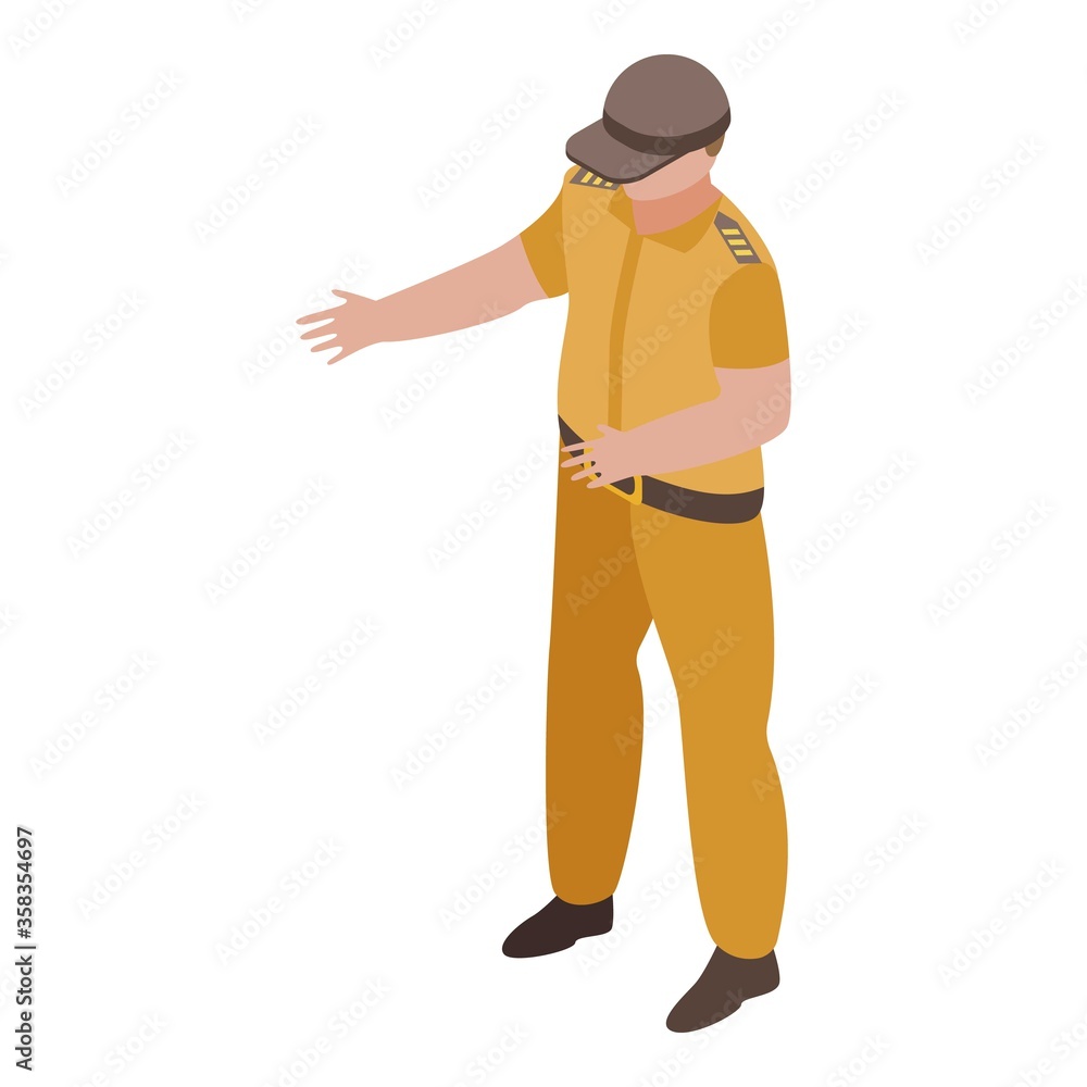 Poster policeman with desert color icon. isometric of policeman with desert color vector icon for web desig