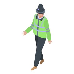 Policeman walking icon. Isometric of policeman walking vector icon for web design isolated on white background