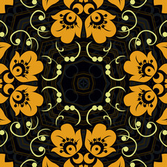 Yellow natural flora styled seamless repeat pattern wall tiles, Decor For home, Moroccan tiles, ornaments, or wall decor on marble, it also can be used for wallpaper, linoleum, textile, webpage