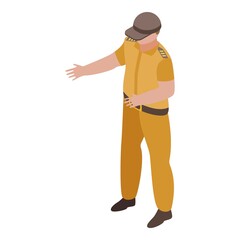 Policeman with desert color icon. Isometric of policeman with desert color vector icon for web design isolated on white background