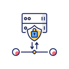 SSl encryption RGB color icon. Website safety, cybersecurity. Reverse proxy for user and host protection, internet security certificate. Isolated vector illustration