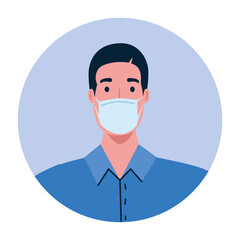 man wearing protective medical mask against covid 19 vector illustration design
