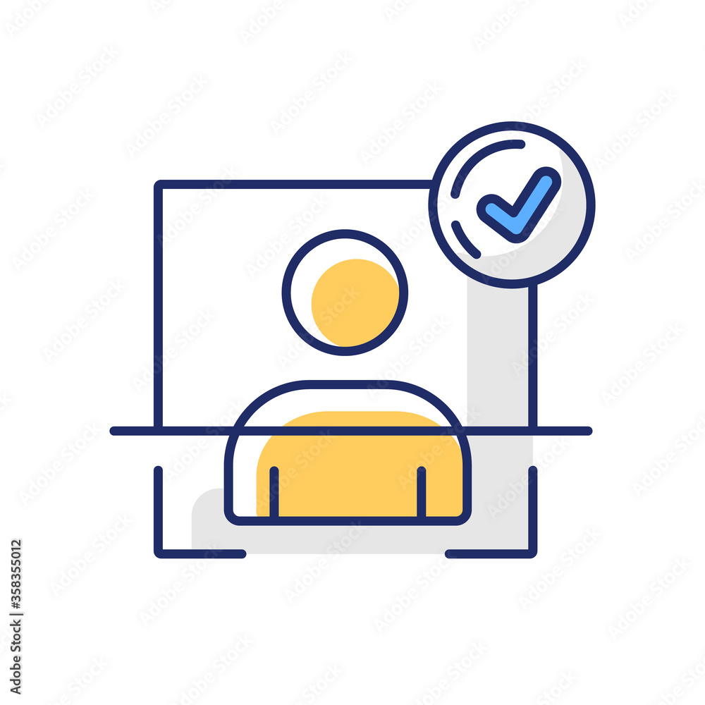 Poster user authentication rgb color icon. internet safety, cybersecurity. user personal data protection. i