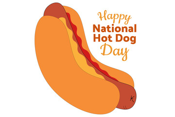 National Hot Dog Day. Holiday concept. Template for background, banner, card, poster with text inscription. Vector EPS10 illustration.
