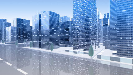 City Building Simple Modern Skyscraper business street 3D illustration background