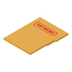 Police top secret folder icon. Isometric of police top secret folder vector icon for web design isolated on white background