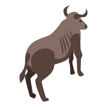 Wildebeest animal icon. Isometric of wildebeest animal vector icon for web design isolated on white background