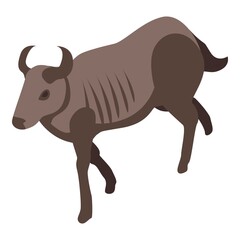 Wild wildebeest icon. Isometric of wild wildebeest vector icon for web design isolated on white background