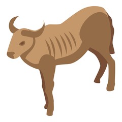 Safari wildebeest icon. Isometric of safari wildebeest vector icon for web design isolated on white background
