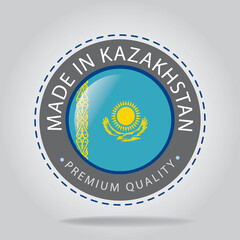 Made in KAZAKHSTAN Seal, KAZAKHSTANI National Flag (Vector Art)
