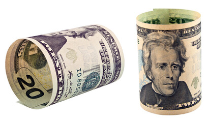 American dollars rolled up