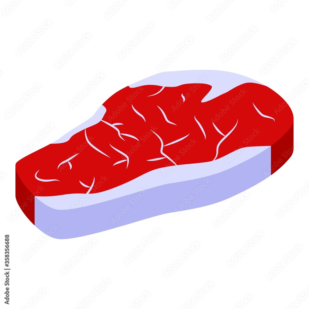 Poster raw meat icon. isometric of raw meat vector icon for web design isolated on white background