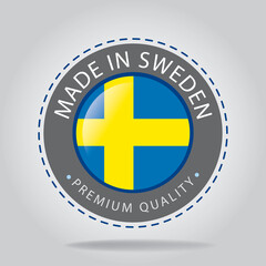 Made in SWEDEN Seal, SWEDISH National Flag (Vector Art)
