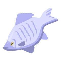 White fish farm icon. Isometric of white fish farm vector icon for web design isolated on white background