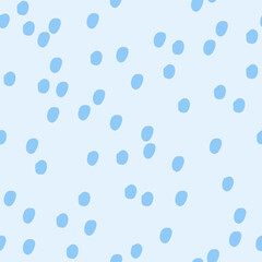 Sky blue dotted pattern. Animal print sky blue Dalmatian seamless pattern design. Trendy minimalistic spotted texture. Blue background for card, presentation, web banner, textile print.