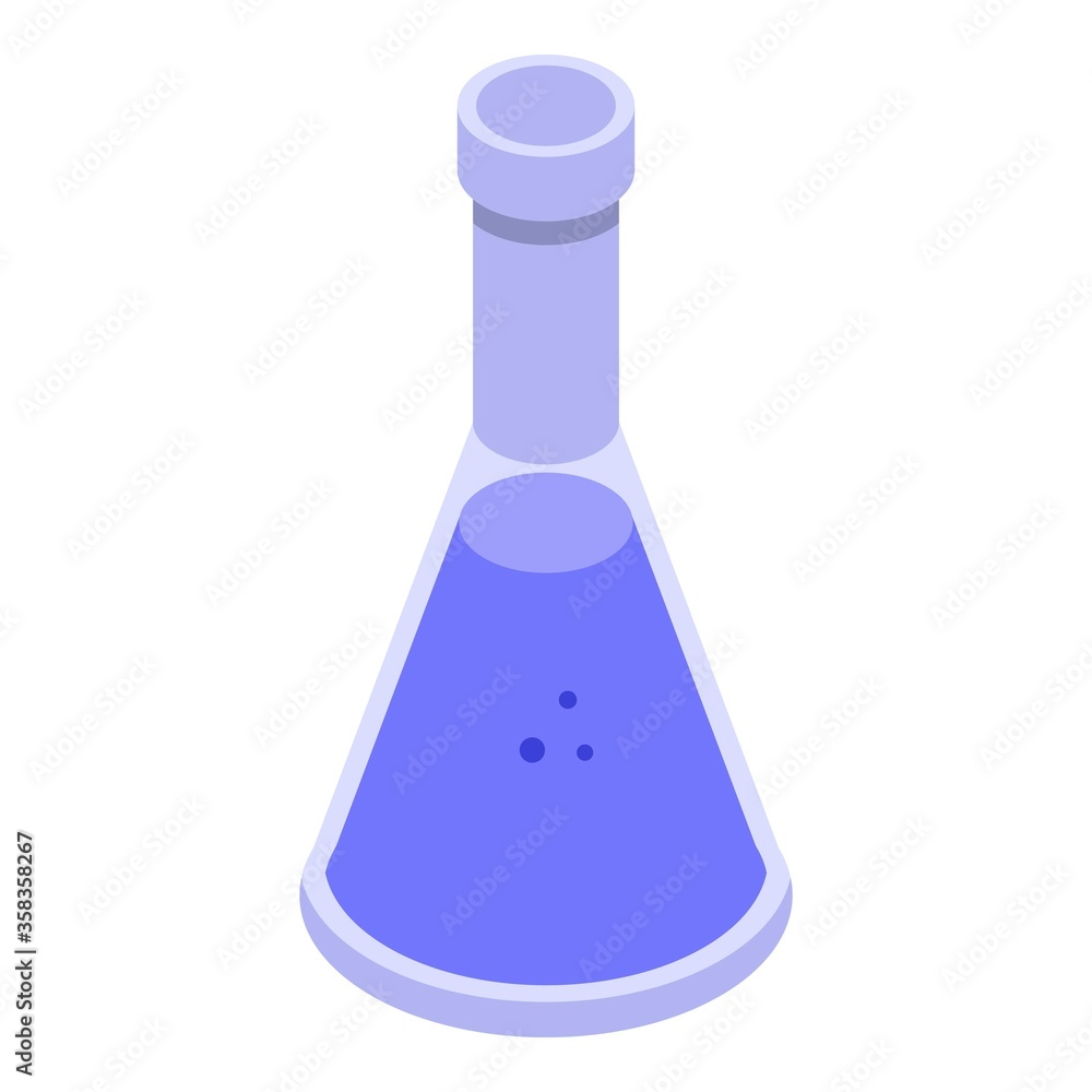 Poster recycle factory chemical flask icon. isometric of recycle factory chemical flask vector icon for web