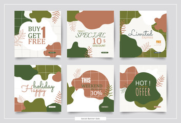 Social media sale collection posts. Promotional square banner colorful template  design. Vector  modern abstract for business website creative . 