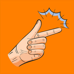 Finger snapping gesture icon. Hand snap fingers like easy concept. Arm make magic click. Modern flat cartoon style drawing. Creative sign for print design and web. Vector illustration