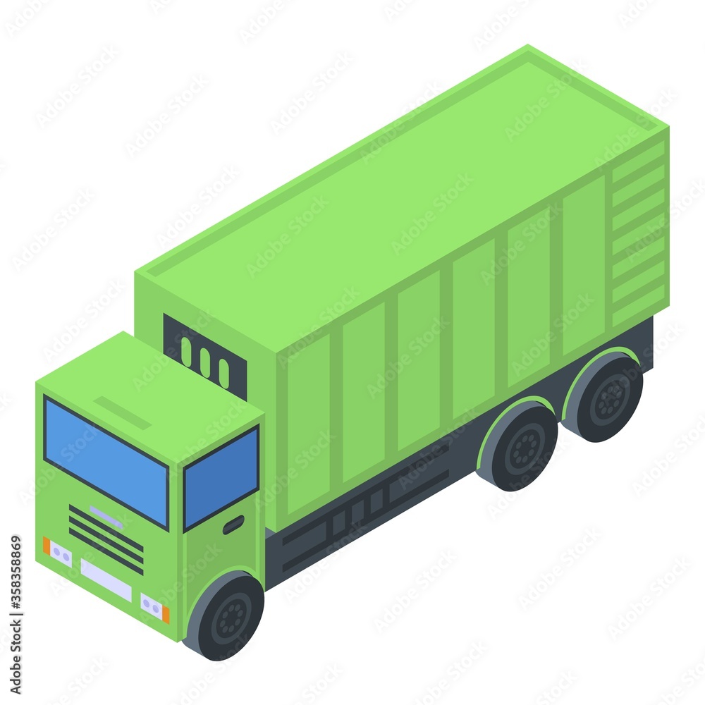 Poster garbage truck icon. isometric of garbage truck vector icon for web design isolated on white backgrou