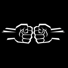 Two clenched fists bumping. Conflict, protest, brotherhood or clash concept vector illustration