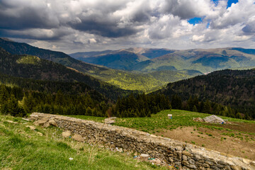 Outstanding panorama of the mountain peaks of Romania
