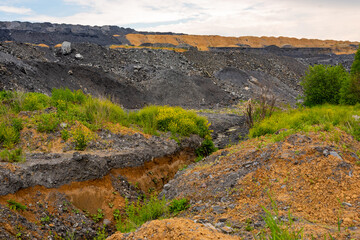 Dumps of waste rock in coal mining