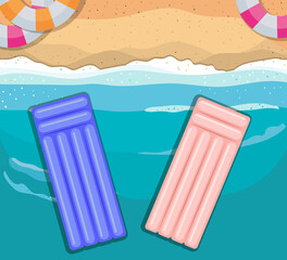 beach with floats top view design, Summer vacation and tropical theme Vector illustration