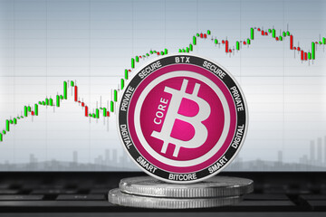 Bitcore BTX cryptocurrency; Bitcore coin on the background of the chart