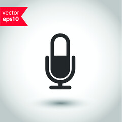 Mic vector icon. Microphone vector icon. Mic sign. Karaoke microphone icon. Broadcast mic sign. EPS 10 flat symbol pictogram.