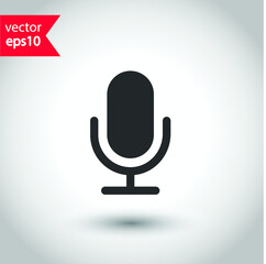 Mic vector icon. Microphone vector icon. Mic sign. Karaoke microphone icon. Broadcast mic sign. EPS 10 flat symbol pictogram.