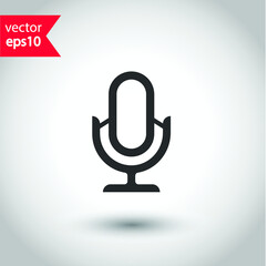 Mic vector icon. Microphone vector icon. Mic sign. Karaoke microphone icon. Broadcast mic sign. EPS 10 flat symbol pictogram.