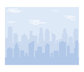 Naklejka premium City scape silhouette vector background. Downtown landscape with high skyscrapers. Panorama architecture wallpaper. Hotel buildings illustration. Booking apartment.