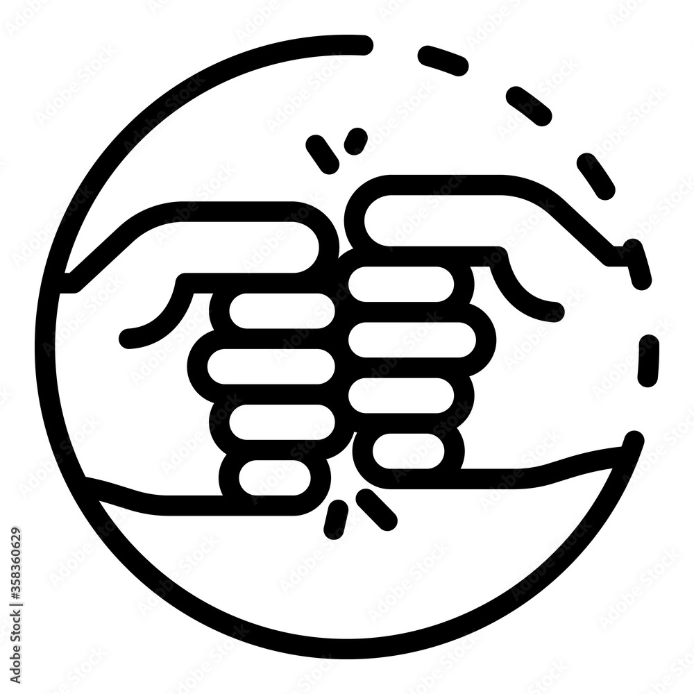 Aufkleber greeting with fists icon. outline greeting with fists vector icon for web design isolated on white b