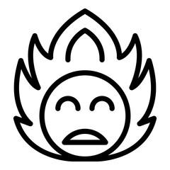 Smile on fire icon. Outline smile on fire vector icon for web design isolated on white background