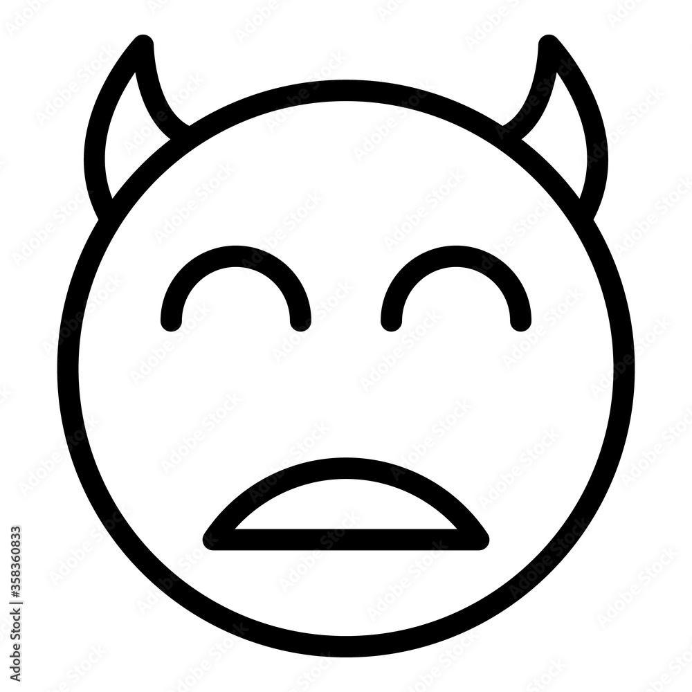 Poster smile with horns icon. outline smile with horns vector icon for web design isolated on white backgro