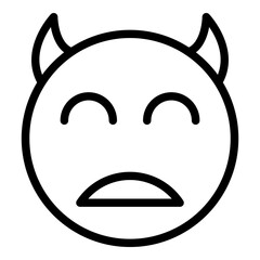 Smile with horns icon. Outline smile with horns vector icon for web design isolated on white background