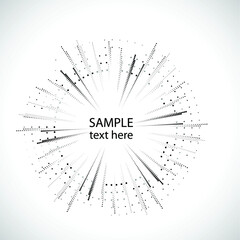 Radial halftone dots in Circle Form for comic books . fireworks Explosion background . Vector Illustration . Starburst
 round Logo . Circular Design element . Abstract Geometric star rays . Sunburst .