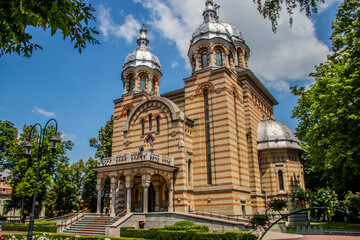 Fototapeta na wymiar The Cathedral Saint George (Sfantul Gheorghe) of Tecuci City, Galati, Romania