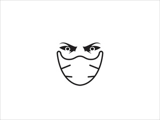 People face with mask vector icon in isolated on white background. Wear dust mask