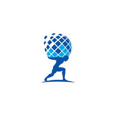 Atlas, Globe and Data logo / icon design